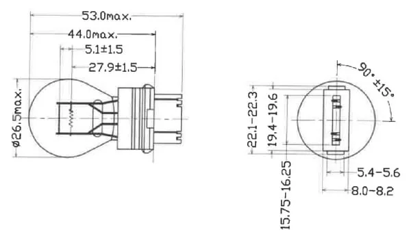 Kramp - B03157 - Lampe 12V 32/3CP S25Q P27/7W