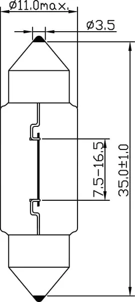 Kramp - B1204 - Konventionelle Röhren-Glühlampe 12V 5W SV8.5 Kramp