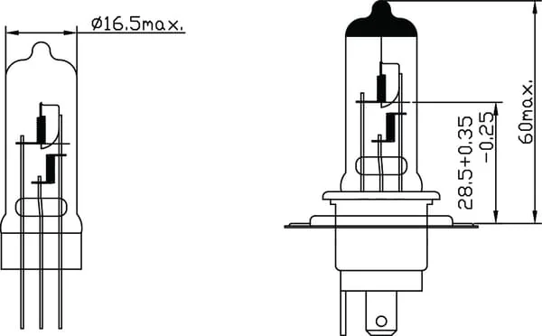 Kramp - B1210 - Halogenlampe H4 12V 60W/55W P43T Kramp
