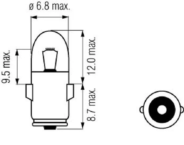 Kramp - B1214 - Glühlampe T8/4 12V 2W BA7S Kramp