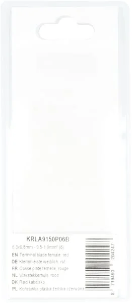 Kramp Blister - KRLA9150P06B - Kabelmuffe Weiblich, Rot 6,3x0,8mm 0,5-1,0mm²