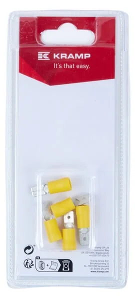 Kramp Blister - KRLA9320P05B - Kabelmuffe Maennlich, Gelb 6,3x0,8mm 4,0-6,0mm²