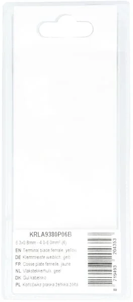 Kramp Blister - KRLA9380P06B - Kabelmuffe Weiblich, Gelb 6,3x0,8mm 4,0-6,0mm²