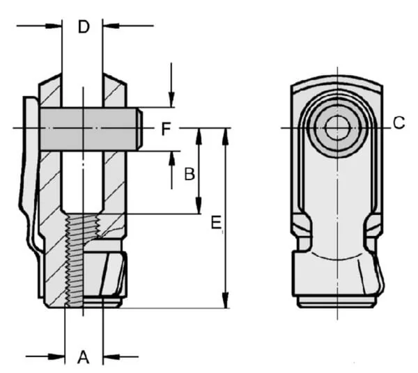 Kramp - CA98160 - Gabelkopf Mit Clip M12x24