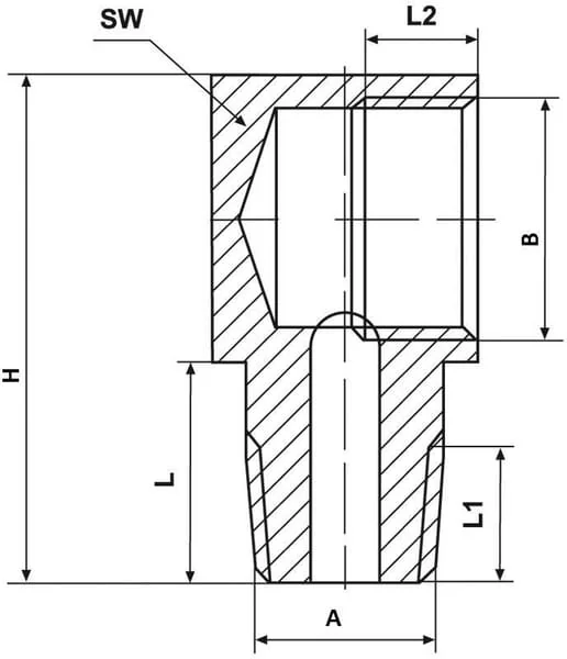 Kramp - CLEW90MK6M10 - Bogen, 90° Außengewinde/Innengewinde