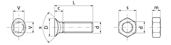 Kramp - CP504P025 - Sitzschraube und Mutter M10x40