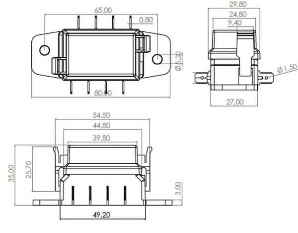 Kramp - FB10004KR - Sicherungskasten 4-Poliger Flachsteckeranschluss, Max. 32V 15A (ATO/ATC), 8x6,3 mm