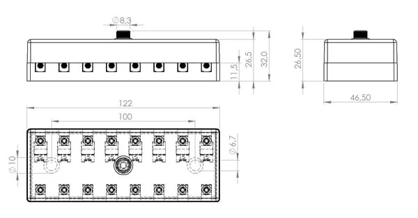 Kramp - FB10009KR - Sicherungskasten Keramik 8-fach, 12/24V, Schraubklemmen