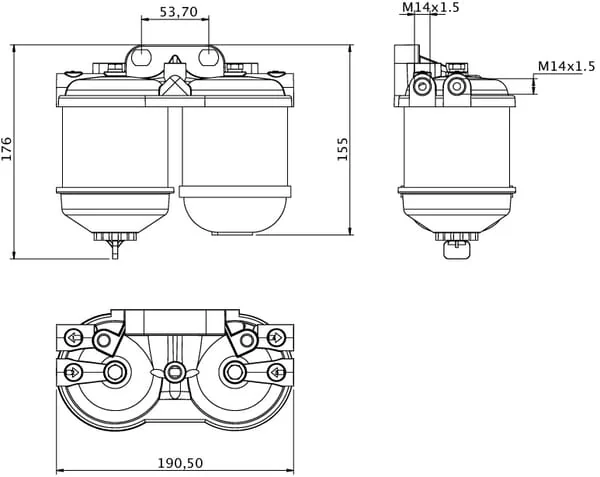 Kramp - FI522CDM14 - Komplettes Filtergehaeuse