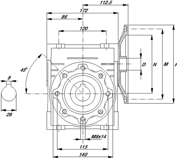 Kramp - GMR0752090B14 - Schneckengetriebe Uebersetzung i = 20