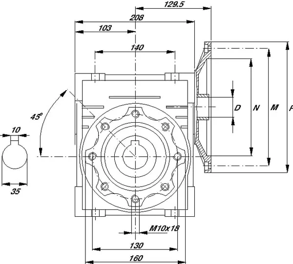 Kramp - GMR0904090B14 - Schneckengetriebe Uebersetzung i = 40