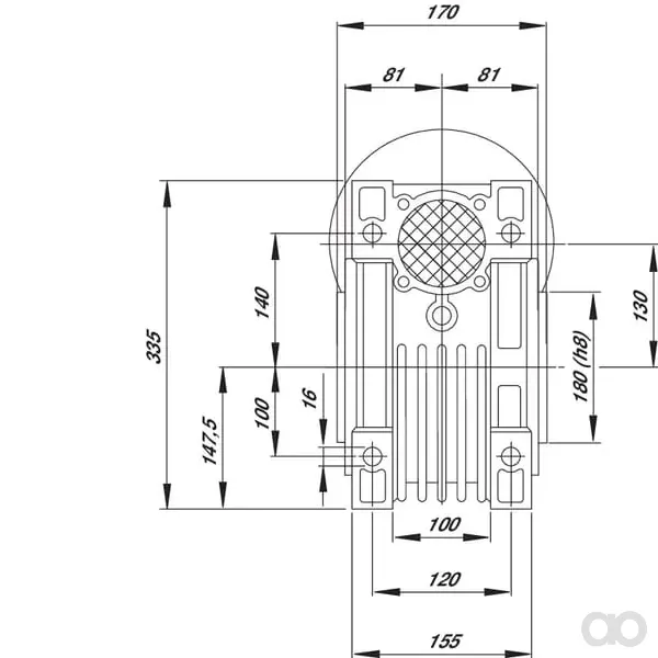Kramp - GMR13010090B5 - Schneckengetriebe Uebersetzung i = 100