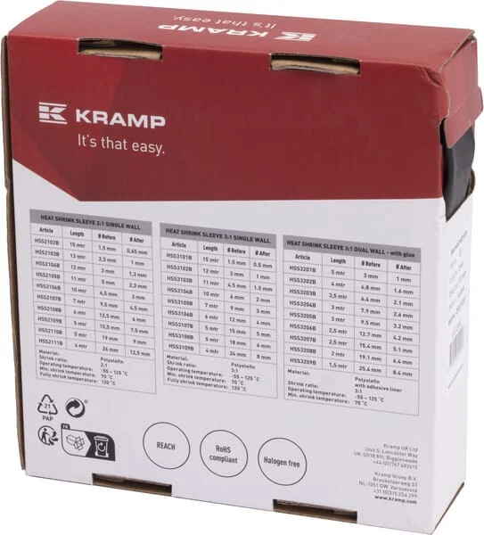 Kramp - HSS3208B - Schrumpfschlauch 19.1/6.4, 3:1, 2m, Doppelwandig, Mit Kleber
