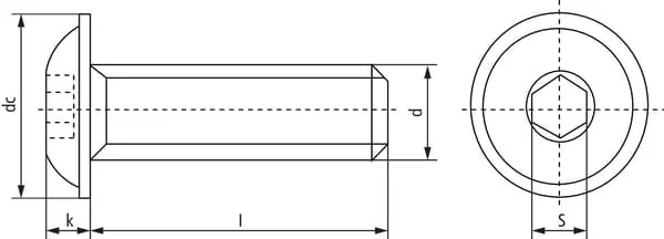 Kramp - ISO7380ULF530109 - Flachrund-Sechskantschraube M5x30 10.9 ZP
