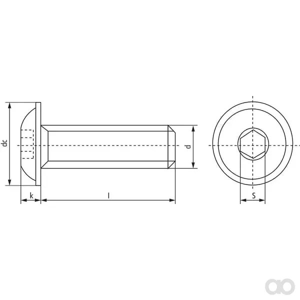 Kramp - ISO7380ULF820109 - Inbusschraube Mit Kugelkopf Und Bund M8x20 10.9 Verzinkt