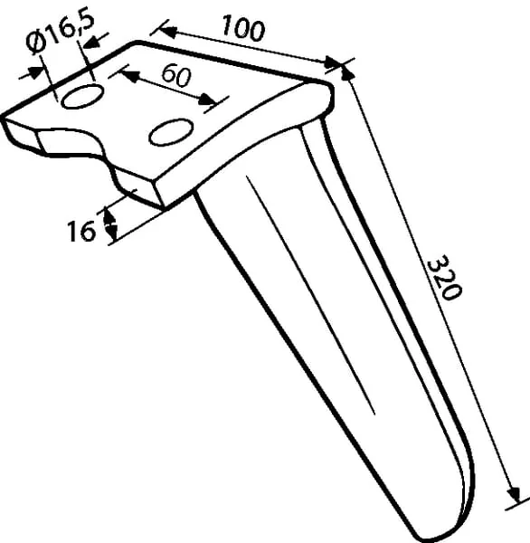 Kramp - KE0503 - Kreiseleggen-Zinke Links, Laenge 315 mm, Geeignet fuer Howard, Kramp