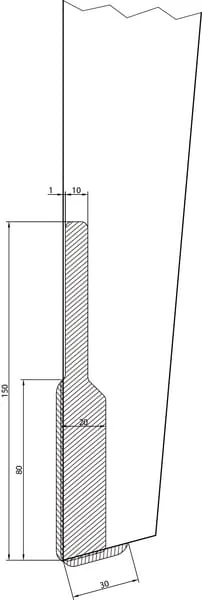 Kramp - KE0711LMC - Messer fuer Kreiselegge LMC, Verstaerkt, Rechts, Laenge 290 mm