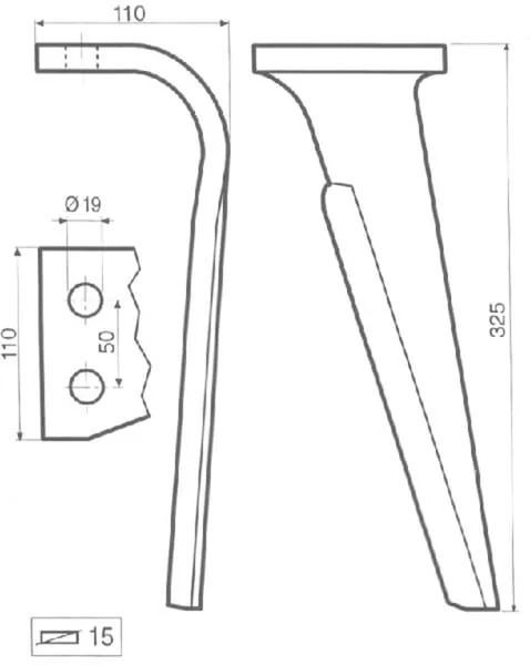 Kramp - KE0752 - Krafteggezinken RH, Laenge 325mm, geeignet fuer Agram,