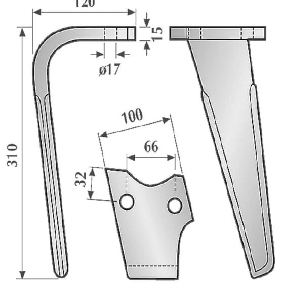 Kramp - KE1314 - Kreiseleggenzinke Rechts, Laenge 320 mm, Geeignet fuer Rabe