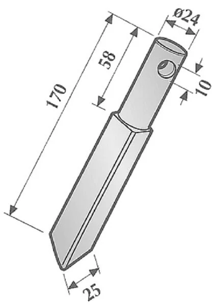 Kramp - KE1401 - Messer fuer Kreiselegge Links/Rechts, Laenge 170 mm, Geeignet fuer Rau