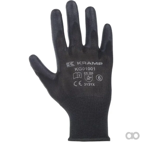 Kramp - KG0100109P120 - Arbeitshandschuhe, Groesse 9/L, Schwarz, 120 Stueck, Nylon/Polyester Protect By Kramp