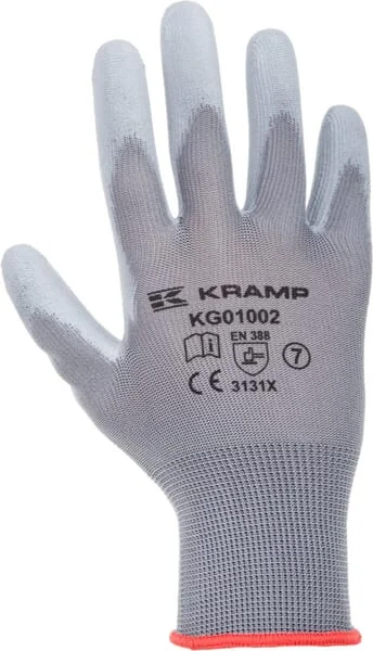 Kramp - KG0100207 - Arbeitshandschuhe 1.001 7/S, 3 Paar, Grau, Protect By Kramp