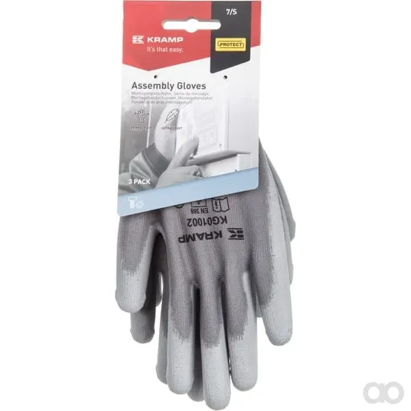 Kramp - KG0100210 - Arbeitshandschuhe 1.001 10/XL, 3 Paar, Grau, Protect By Kramp