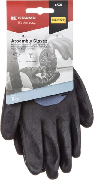 Kramp - KG0100806 - Blaue Arbeitshandschuhe aus Nylon, 21,5 cm Lang, Groesse 6/XS Protect by Kramp