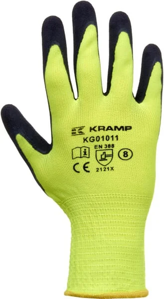 Kramp - KG0101107 - Gelbe Polyester-Arbeitshandschuhe 23 cm Lang, Groesse 7/S Protect by Kramp