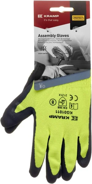 Kramp - KG0101108 - Gelbe Polyester-Arbeitshandschuhe 24 cm Lang, Groesse 8/M Protect by Kramp