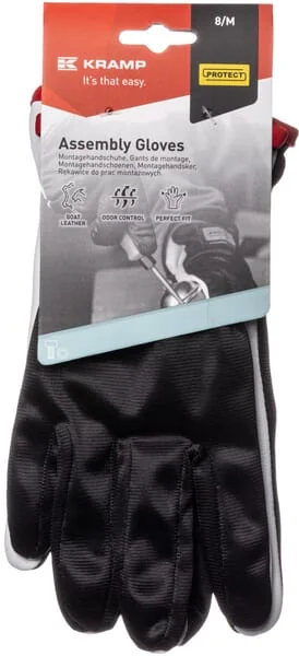 Kramp - KG0101511 - Arbeitshandschuhe aus Schwarz-Weissem Leder/Polyester Groesse 11/2XL Protect by Kramp