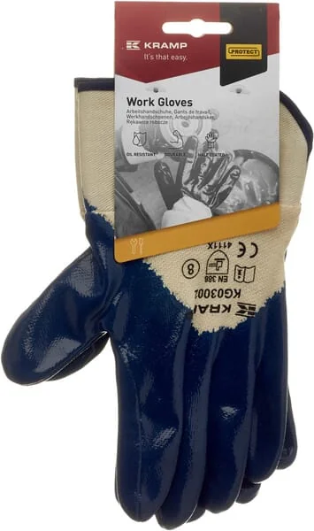 Kramp - KG0300209 - Arbeitshandschuhe Blaue Baumwolle 26 cm Lang, Groesse 9/L Protect by Kramp