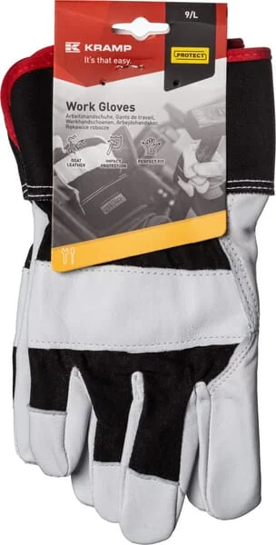 Kramp - KG0300411 - Arbeitshandschuhe aus Schwarz-Weissem Leder/Baumwollkoeper Groesse 11/2XL Protect by Kramp