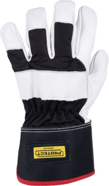 Kramp - KG0300510 - Arbeitshandschuhe aus Schwarz-Weissem Leder/Baumwolle Groesse 10/XL Protect by Kramp