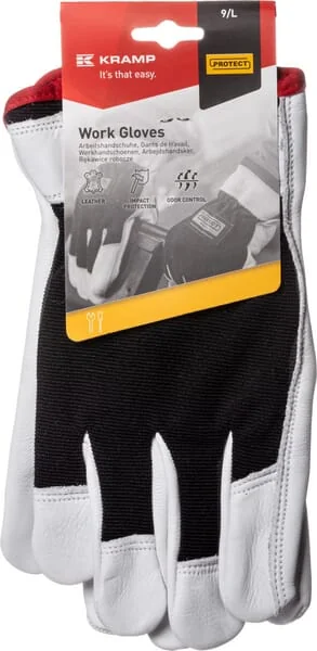 Kramp - KG0301008 - Arbeitshandschuhe Aus Schwarz-Weißem Leder/Spandex Größe 8/M