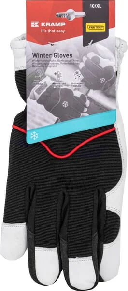 Kramp - KG0600410 - Arbeitshandschuhe aus schwarz-weißem Leder/Spandex Größe 10/XL Protect by Kramp