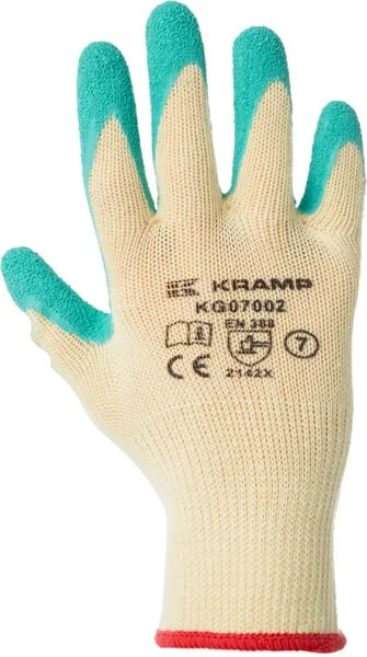 Kramp - KG0700211 - Arbeitshandschuhe Gelb Mit Latexbeschichtung, 27 cm Lang, Größe 11/2XL