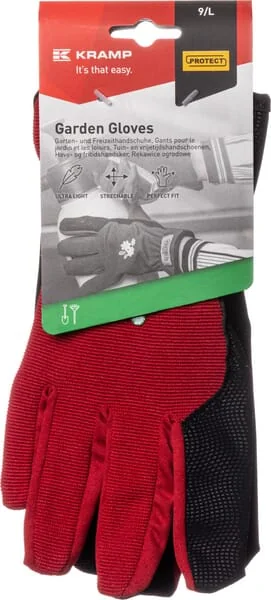 Kramp - KG0700607 - Rote-Schwarze Kunstleder/Spandex-Handschuhe Groesse 7/S Schutz Gartenarbeit Kramp