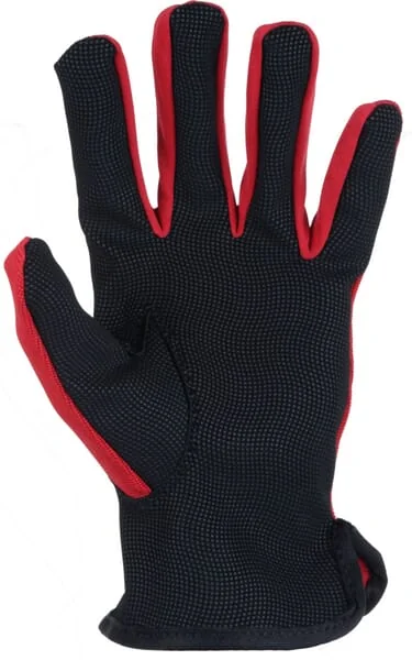 Kramp - KG0700609 - Rote-Schwarze Kunstleder/Spandex-Handschuhe Groesse 9/L Schutz Gartenarbeit Kramp