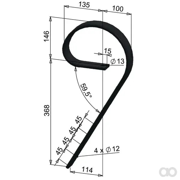 Kramp - KM060189N - Federzinke 45x10x514mm ohne Spitze