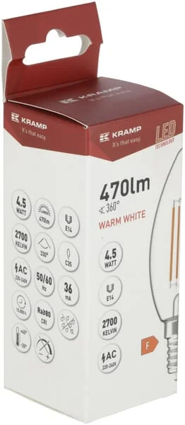 Kramp - KRFBC3545E14 - LED-Filamentlampe Kerze C35 E14 4,5W
