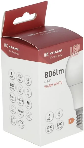 Kramp - KRSBA608E27 - LED SMD Lampe Classic A60 E27 8W