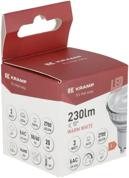 Kramp - KRSBMR163GU10 - LED SMD Lampe Spot MR16 GU10 3W