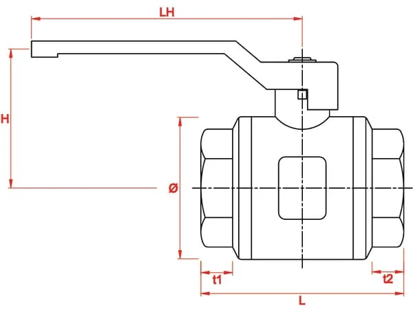 Kramp - KS12FKR - Kugelhahn BSP 2x Innengewinde 1/2" + Edelstahlgriff