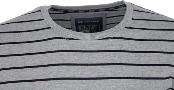 Kramp - KW207821068066 - T-Shirt, Größe 4XL/50, Lange Aermel, Gestreift, Grau-Schwarz, Kramp Technical