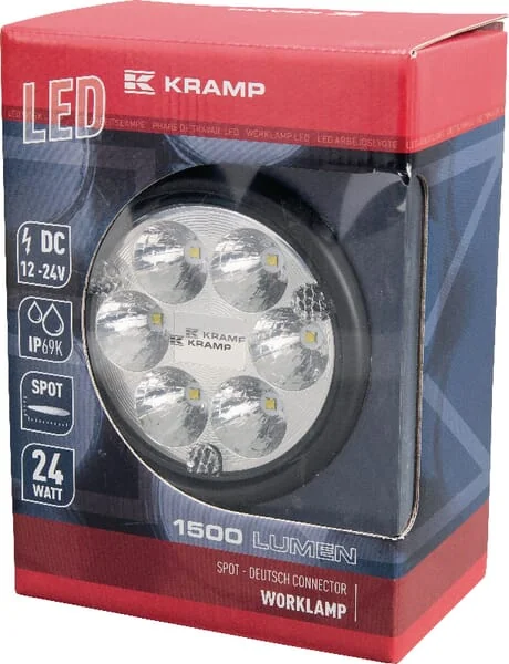 Kramp - LA10008 - Runde LED-Arbeitsleuchte 24W 1500lm lang