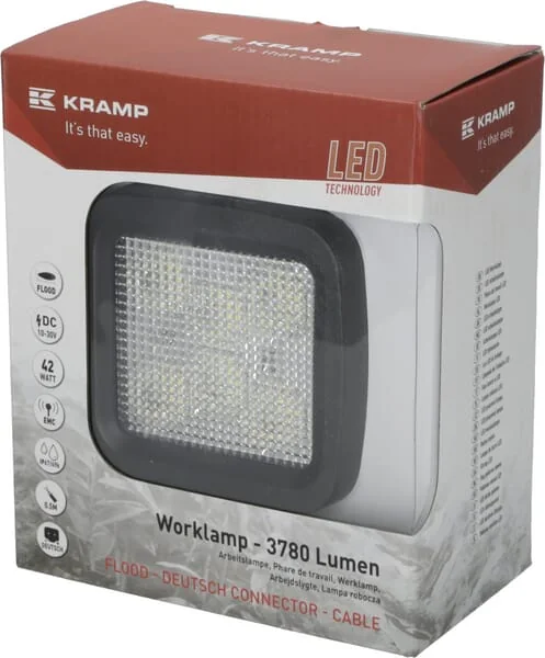 Kramp - LA10028 - LED-Arbeitsleuchte, 42W, 3780lm, quadratisch, 10/30V, 100x82x100mm, Unterwasser, 6 LED, Kramp
