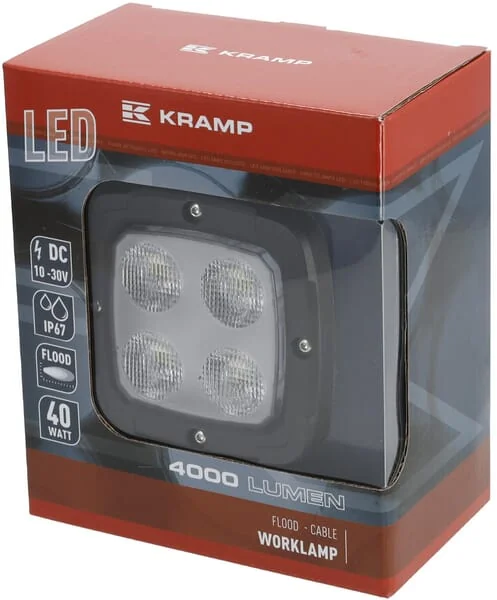 Kramp - LA10044 - Arbeitslicht LED 40W 4000lm Quadratisch 10-30V 110x63.4x98.5mm Flood