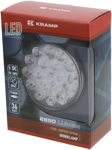 Kramp - LA10046 - LED-Arbeitsleuchte, 36W, 2850lm, rund, 10/30V, Ø 113,9mm, Flood, 18 LED, Kramp