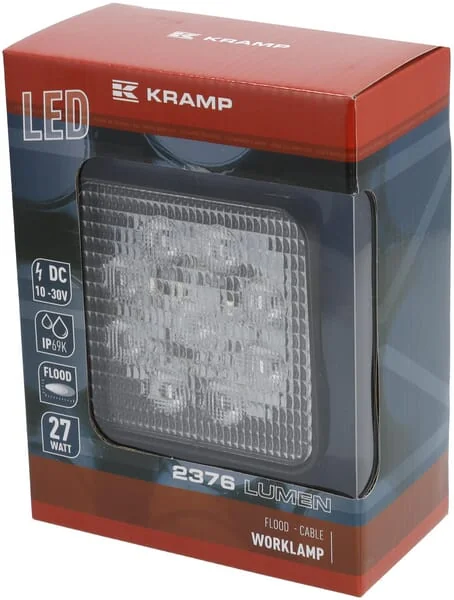 Kramp - LA10052 - Arbeitsleuchte LED 27W 2376lm Quadratisch 10-30V 135x41x109mm Flood